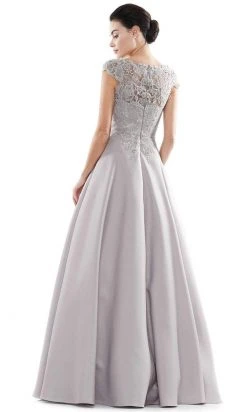 Marsoni By Colors - MV1088 Lace Applique V Neck Satin Ballgown