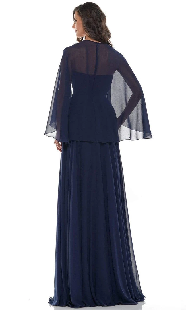 Marsoni By Colors - MV1094 Capelet Sleeve Beaded Chiffon A-Line Gown 8 Marsoni By Colors - MV1094 Capelet Sleeve Beaded Chiffon A-Line Gown