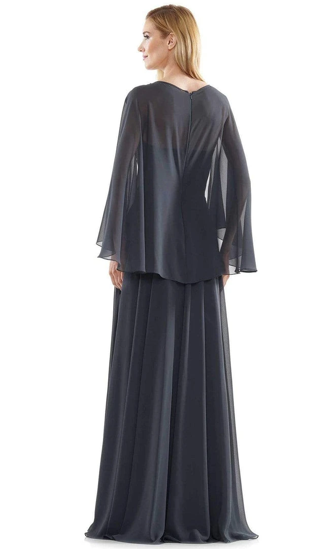Marsoni By Colors - MV1094 Capelet Sleeve Beaded Chiffon A-Line Gown 4 Marsoni By Colors - MV1094 Capelet Sleeve Beaded Chiffon A-Line Gown