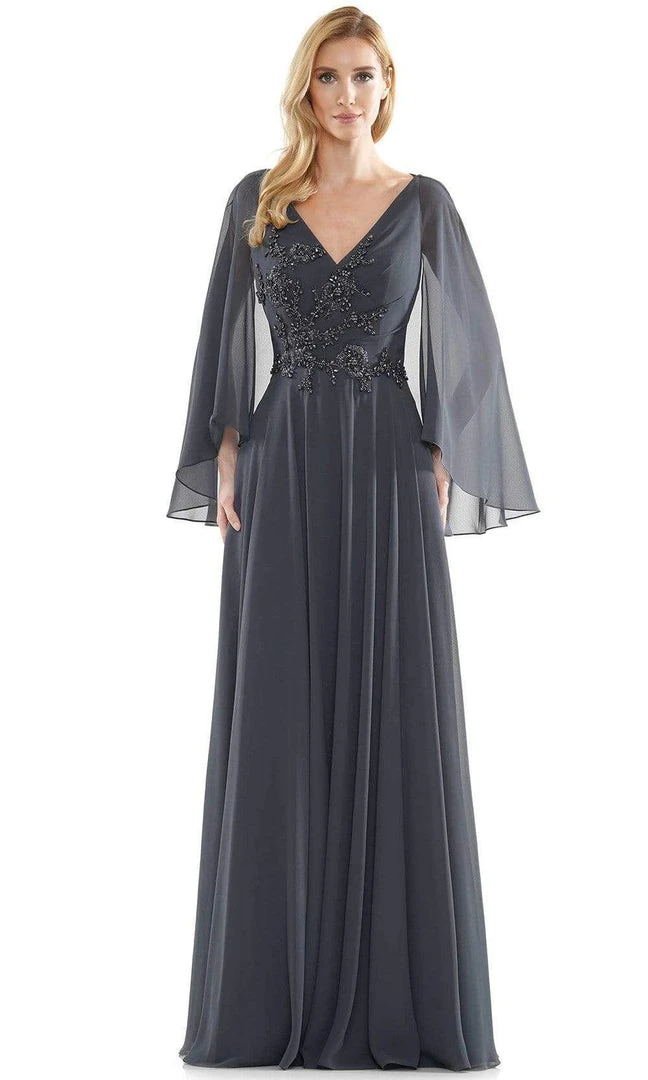 Marsoni By Colors - MV1094 Capelet Sleeve Beaded Chiffon A-Line Gown 3 Marsoni By Colors - MV1094 Capelet Sleeve Beaded Chiffon A-Line Gown