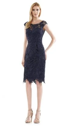Marsoni By Colors - MV1103 Lace Bateau Neck Fitted Dress