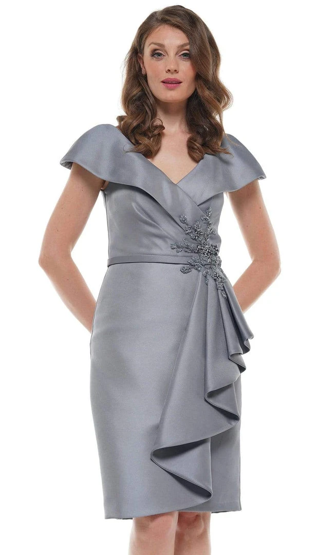 Marsoni By Colors - MV1106 Knee Length Ruffle Trimmed Sheath Dress 7 Marsoni By Colors - MV1106 Knee Length Ruffle Trimmed Sheath Dress