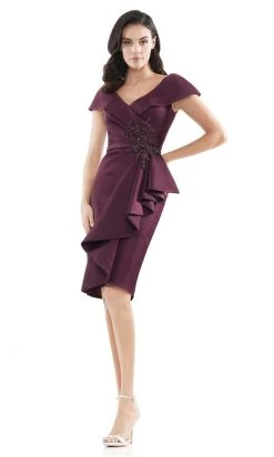 Marsoni By Colors - MV1106 Knee Length Ruffle Trimmed Sheath Dress 16 Marsoni By Colors - MV1106 Knee Length Ruffle Trimmed Sheath Dress