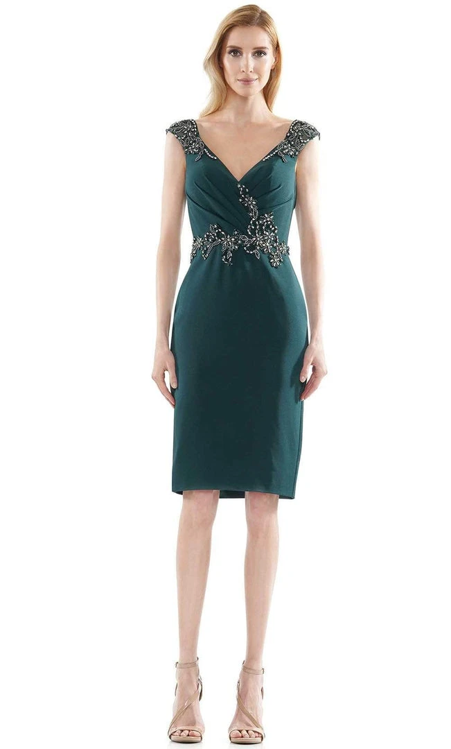 Marsoni By Colors - MV1107 Beaded V Neck Column Dress 5 Marsoni By Colors - MV1107 Beaded V Neck Column Dress