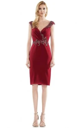 Marsoni By Colors - MV1107 Beaded V Neck Column Dress 12 Marsoni By Colors - MV1107 Beaded V Neck Column Dress