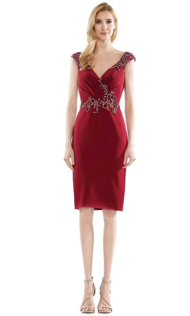 Marsoni By Colors - MV1107 Beaded V Neck Column Dress 7 Marsoni By Colors - MV1107 Beaded V Neck Column Dress