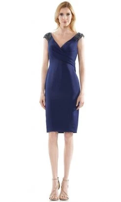 Marsoni By Colors - MV1109 V Neck Column Cocktail Dress