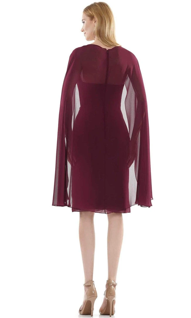 Marsoni By Colors - MV1110 Cape Sleeve Ruffle-Trimmed Sheath Dress 8 Marsoni By Colors - MV1110 Cape Sleeve Ruffle-Trimmed Sheath Dress