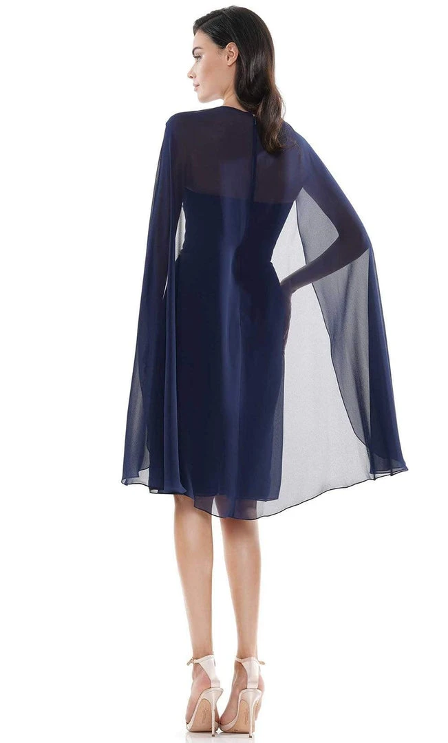 Marsoni By Colors - MV1110 Cape Sleeve Ruffle-Trimmed Sheath Dress 6 Marsoni By Colors - MV1110 Cape Sleeve Ruffle-Trimmed Sheath Dress