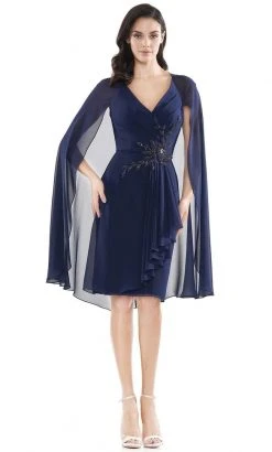 Marsoni By Colors - MV1110 Cape Sleeve Ruffle-Trimmed Sheath Dress 10 Marsoni By Colors - MV1110 Cape Sleeve Ruffle-Trimmed Sheath Dress