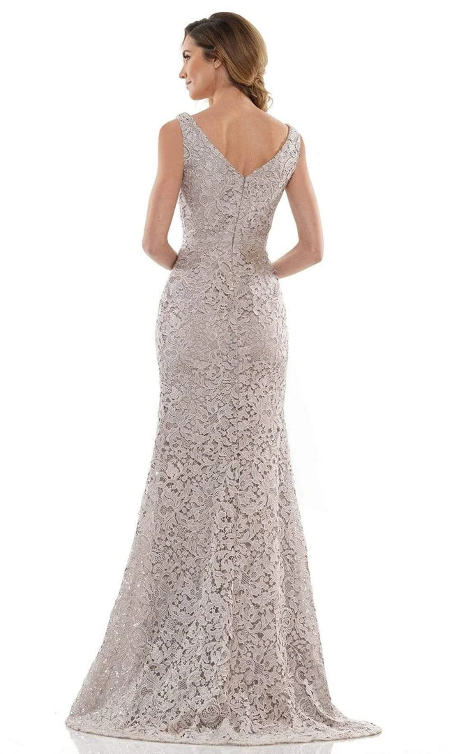 Marsoni By Colors - MV1116 V Neck Embroidered Trumpet Dress 6 Marsoni By Colors - MV1116 V Neck Embroidered Trumpet Dress