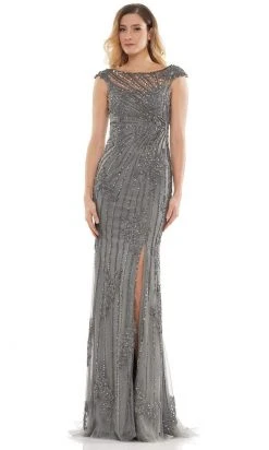 Marsoni By Colors - MV1128 Beaded High Slit Evening Gown