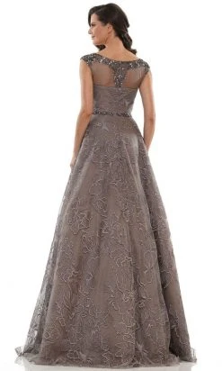 Marsoni By Colors - MV1129 Floral Detailed Voluminous A-line Dress