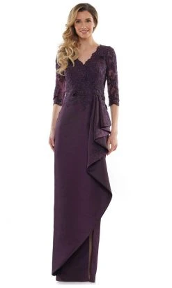 Marsoni By Colors - MV1134 V-Neck Fitted Evening Dress