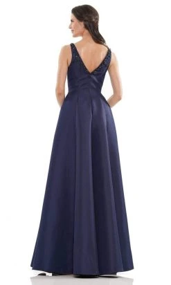 Marsoni By Colors - MV1139 Flower Beaded V Neck A-line Gown 15 Marsoni By Colors - MV1139 Flower Beaded V Neck A-line Gown