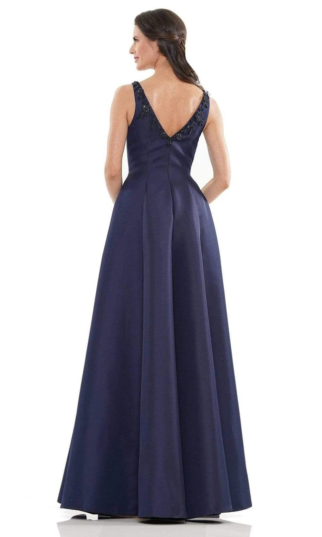 Marsoni By Colors - MV1139 Flower Beaded V Neck A-line Gown 8 Marsoni By Colors - MV1139 Flower Beaded V Neck A-line Gown