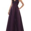 Marsoni By Colors - MV1139 Flower Beaded V Neck A-line Gown