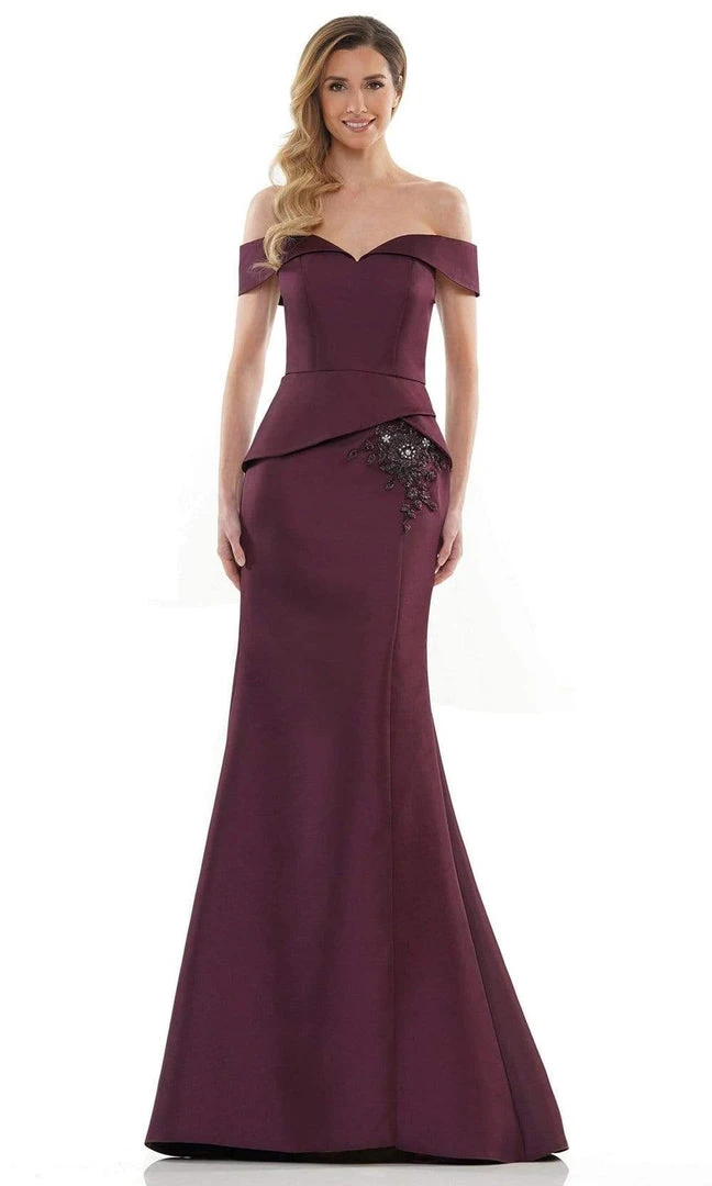 Marsoni By Colors - MV1143 Off Shoulder Slit Evening Dress 10 Marsoni By Colors - MV1143 Off Shoulder Slit Evening Dress