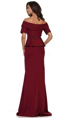 Marsoni By Colors MV1158 - Off-Shoulder Peplum Evening Gown