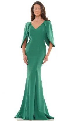 Marsoni By Colors MV1159 - V-Neck Split Sleeve Evening Gown