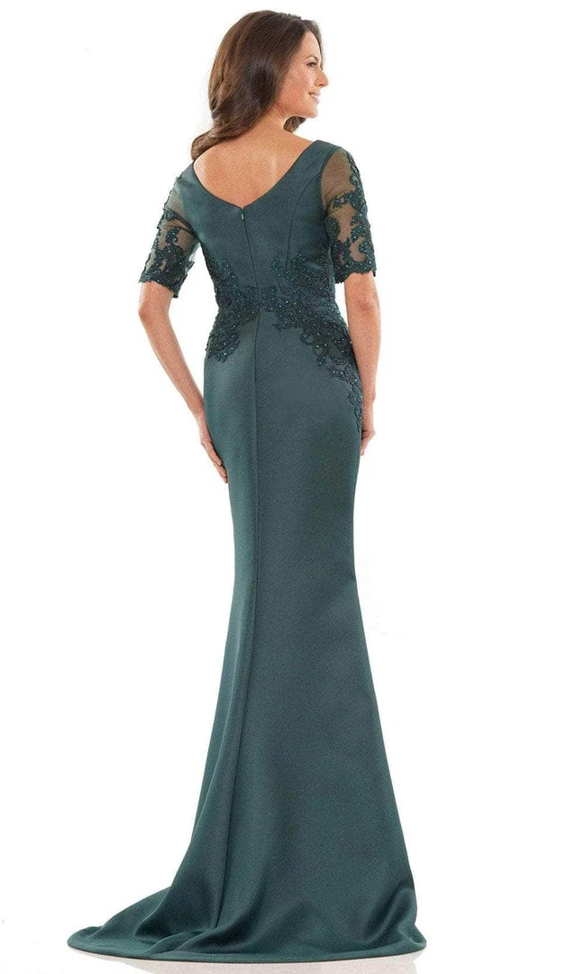 Marsoni By Colors MV1173 - Embroidered V-Neck Satin Formal Gown 4 Marsoni By Colors MV1173 - Embroidered V-Neck Satin Formal Gown