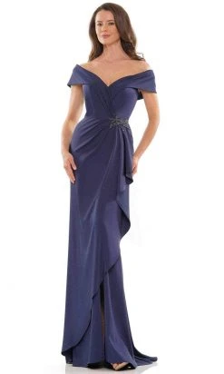 Marsoni By Colors MV1180 - Off Shoulder High Slit Evening Dress