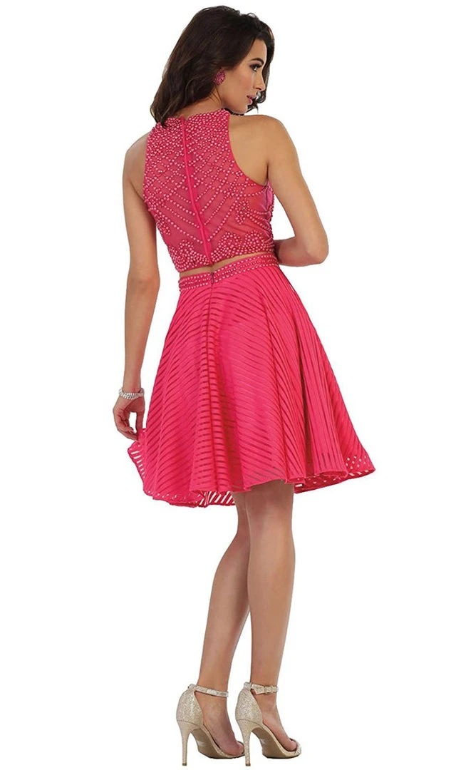 Short Dresses May Queen - MQ1444 Two-Piece Ornate Jewel Textured Cocktail Dress 4 Short Dresses May Queen - MQ1444 Two-Piece Ornate Jewel Textured Cocktail Dress