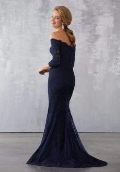 MGNY By Mori Lee - 71731 Lace Off-Shoulder Quarter Sleeves Dress