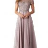 MGNY By Mori Lee - 71824 Embellished Bateau Chiffon A-line Dress