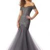 MGNY By Mori Lee - 71825 Lace Appliqued Off-Shoulder Trumpet Dress