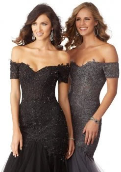 MGNY By Mori Lee - 71825 Lace Appliqued Off-Shoulder Trumpet Dress 14 MGNY By Mori Lee - 71825 Lace Appliqued Off-Shoulder Trumpet Dress