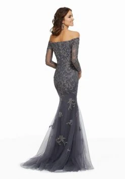 MGNY By Mori Lee - 72015 Metallic Lace Off-Shoulder Trumpet Dress