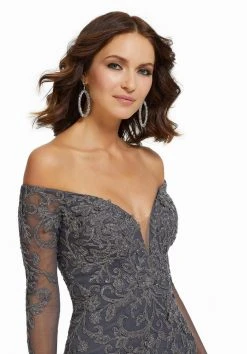 MGNY By Mori Lee - 72015 Metallic Lace Off-Shoulder Trumpet Dress 8 MGNY By Mori Lee - 72015 Metallic Lace Off-Shoulder Trumpet Dress