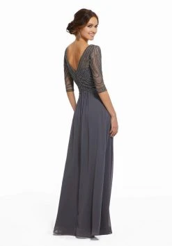 MGNY By Mori Lee - 72028 Beaded V-Neck A-Line Evening Dress 5 MGNY By Mori Lee - 72028 Beaded V-Neck A-Line Evening Dress