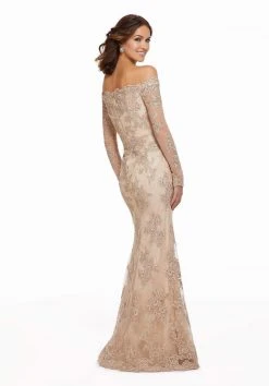 MGNY By Mori Lee - 72033 Embroidered Long Sleeve Off-Shoulder Dress 10 MGNY By Mori Lee - 72033 Embroidered Long Sleeve Off-Shoulder Dress