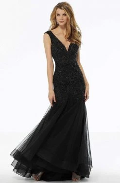 MGNY By Mori Lee - 72103 Beaded Plunging V-Neck Trumpet Dress