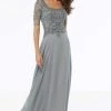MGNY By Mori Lee - 72113 Crystal Beaded Square Neck Chiffon Dress 1 MGNY By Mori Lee - 72113 Crystal Beaded Square Neck Chiffon Dress