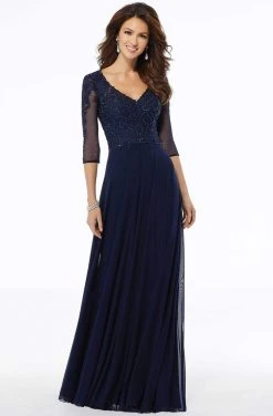 MGNY By Mori Lee - 72120 Embroidered V-neck A-line Dress 10 MGNY By Mori Lee - 72120 Embroidered V-neck A-line Dress