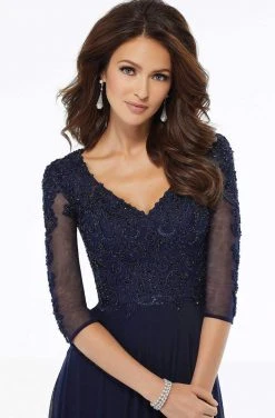 MGNY By Mori Lee - 72120 Embroidered V-neck A-line Dress 11 MGNY By Mori Lee - 72120 Embroidered V-neck A-line Dress