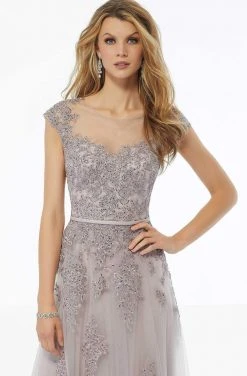 MGNY By Mori Lee - 72123 Beaded Lace Illusion Neck A-line Dress 9 MGNY By Mori Lee - 72123 Beaded Lace Illusion Neck A-line Dress