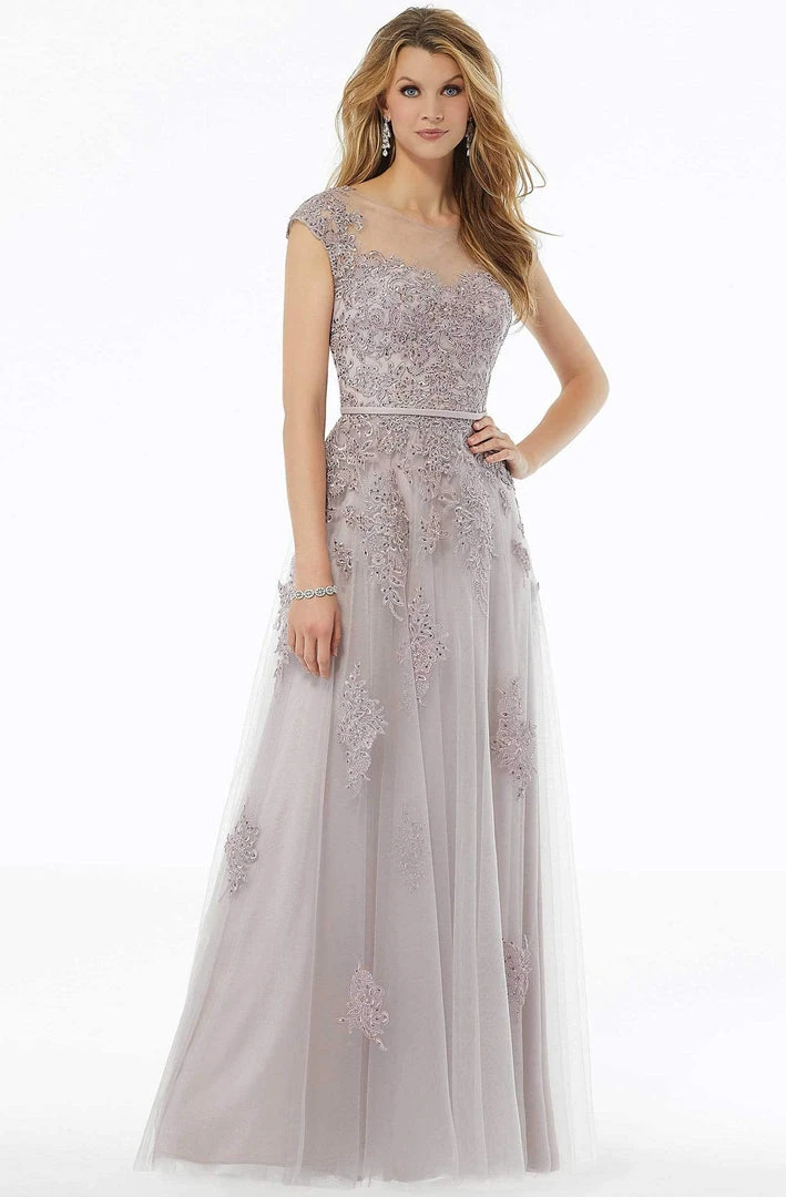 MGNY By Mori Lee - 72123 Beaded Lace Illusion Neck A-line Dress 5 MGNY By Mori Lee - 72123 Beaded Lace Illusion Neck A-line Dress