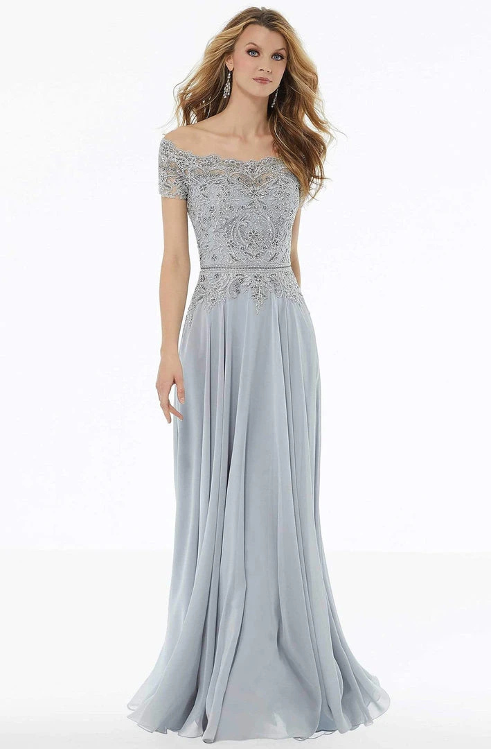 MGNY By Mori Lee - 72133 Off Shoulder Lace Appliqued Chiffon Dress 6 MGNY By Mori Lee - 72133 Off Shoulder Lace Appliqued Chiffon Dress
