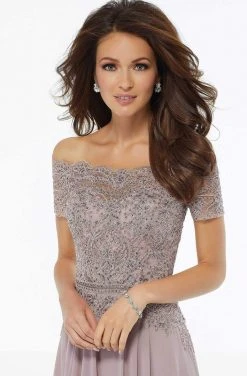 MGNY By Mori Lee - 72133 Off Shoulder Lace Appliqued Chiffon Dress 9 MGNY By Mori Lee - 72133 Off Shoulder Lace Appliqued Chiffon Dress