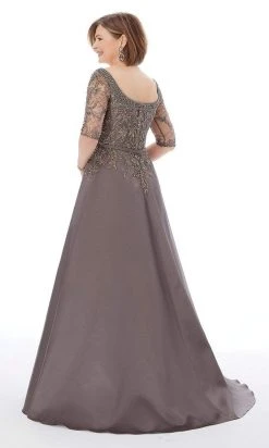 MGNY By Mori Lee - 72205 Beaded Net Luxe Satin A-Line Evening Gown