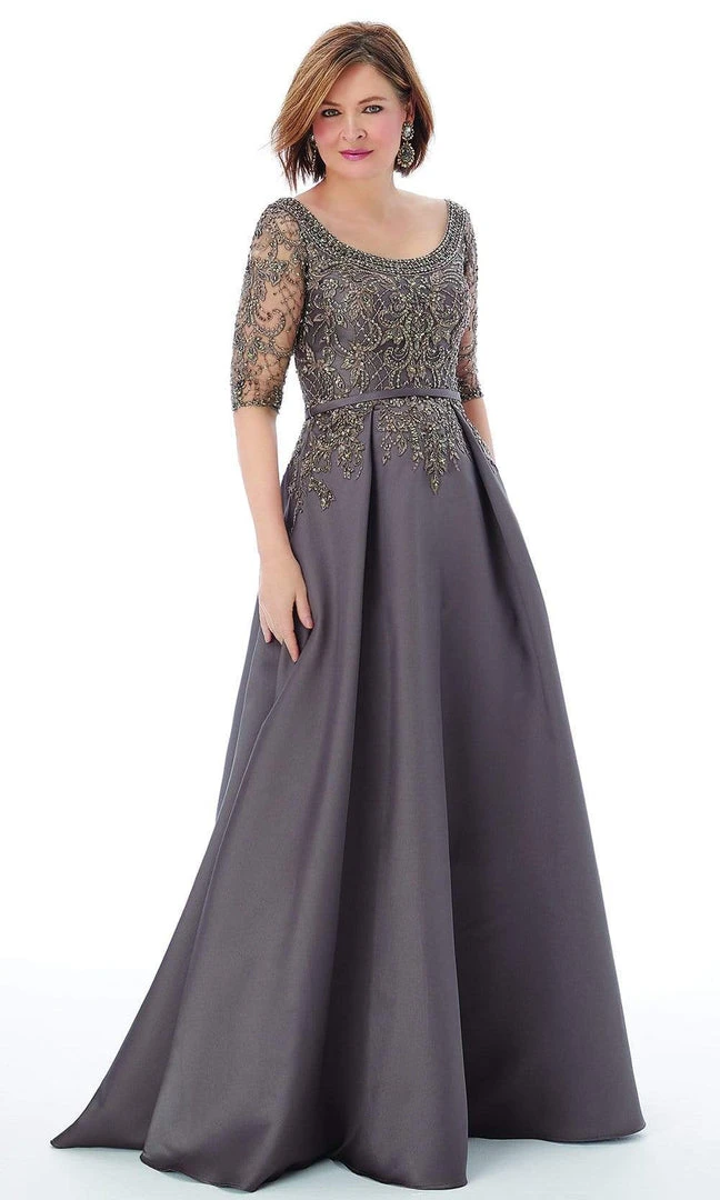 MGNY By Mori Lee - 72205 Beaded Net Luxe Satin A-Line Evening Gown 3 MGNY By Mori Lee - 72205 Beaded Net Luxe Satin A-Line Evening Gown
