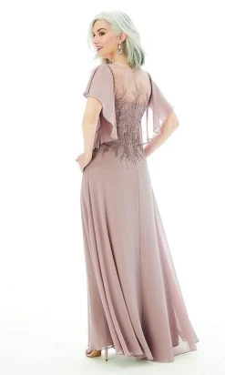 MGNY By Mori Lee - 72206 Flutter Sleeved Embellished Chiffon Gown