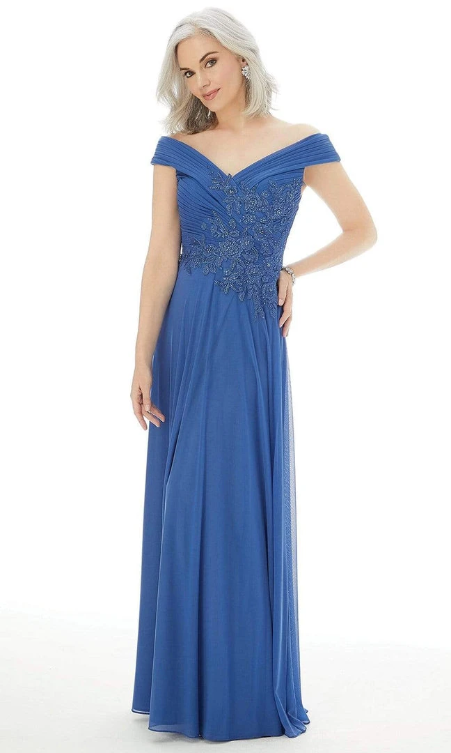 MGNY By Mori Lee - 72229 Appliqued Pleated Off Shoulder A-Line Gown 5 MGNY By Mori Lee - 72229 Appliqued Pleated Off Shoulder A-Line Gown