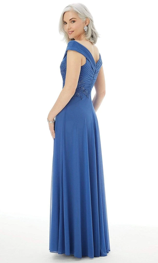 MGNY By Mori Lee - 72229 Appliqued Pleated Off Shoulder A-Line Gown 6 MGNY By Mori Lee - 72229 Appliqued Pleated Off Shoulder A-Line Gown