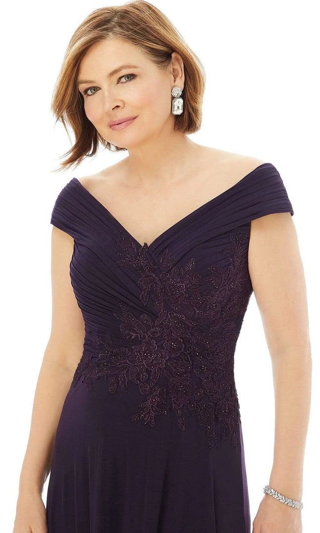 MGNY By Mori Lee - 72229 Appliqued Pleated Off Shoulder A-Line Gown 4 MGNY By Mori Lee - 72229 Appliqued Pleated Off Shoulder A-Line Gown