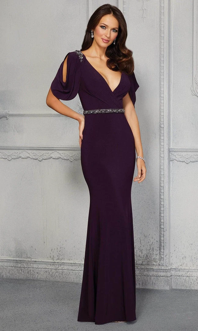 MGNY By Mori Lee - 72409 Plunging V-Neck Sheath Evening Dress 3 MGNY By Mori Lee - 72409 Plunging V-Neck Sheath Evening Dress